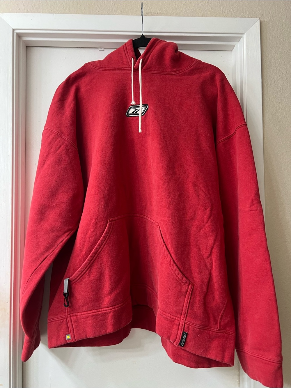 REEBOK Red Hooded Pullover Sweatshirt